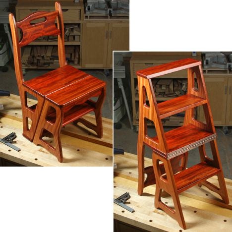 Convertible Step Stool Chair Plan, Folding Step Stool Chair Plans