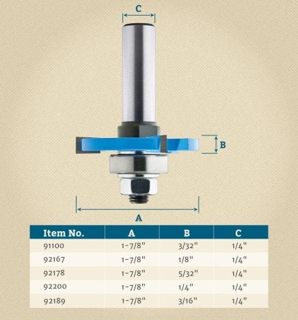 Dewalt DW6495 Carbide Router Bit 1/4" Slotting Cutter 3 Wings 1/4" Shank 