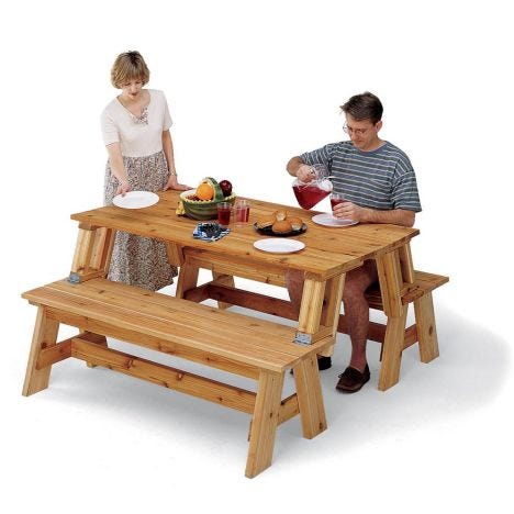 Picnic Table And Bench Combo Plan, What Size Bench For 78 Inch Table Saw