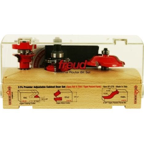 Freud-97-260 3 Piece Premier Adjustable Cabinet Bit Set for sale online 