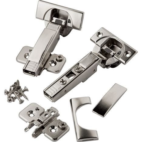 SOFT CLOSE FULL OVERLAY CONCEALED KITCHEN CABINET DOOR HINGES & MOUNTING PLATES 