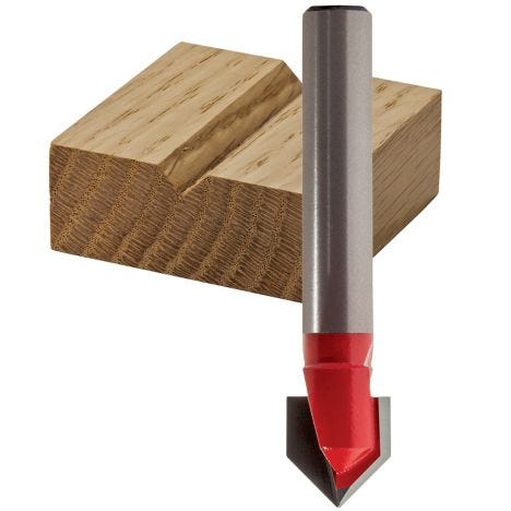 1//4-Inch Shank 90-Degree V Groove Template Router Bit with 1//4 X 1-3//4-Inch