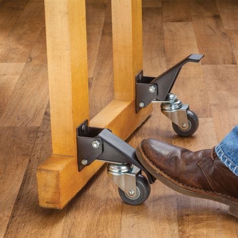 Workbench Caster Kit 4 Heavy Duty Retractable Casters With Urethane Wheels Desig