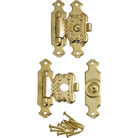 Antique Trinket Suitcase Jewelry Box Latch Clasp Left Swing with 4pc Hinges Set 