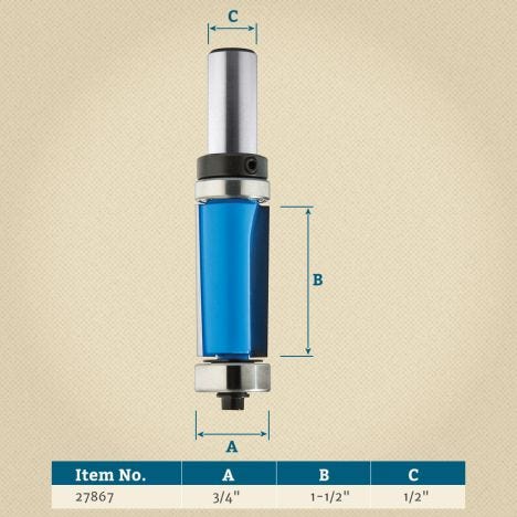 3 Degree Down Shear Magnate 341 Flush Trim Router Bit 3/4 Overall Diameter; 1 Cutting Length 3 Degree Down Shear Magnate 341 Flush Trim Router Bit 3/4 Overall Diameter; 1 Cutting Length