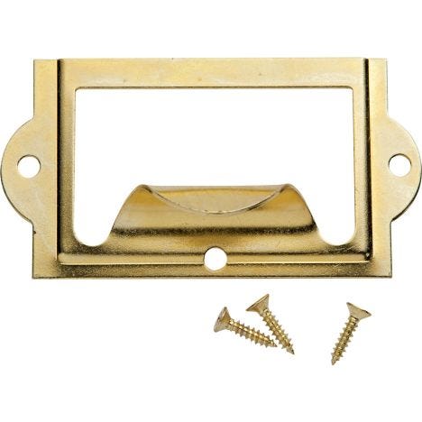 Details about   15-Brainerd Brass plated cardholder drawer pull 3 1/2” X 1 3/4” NOS W/brassNails 