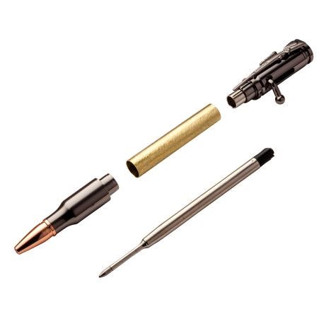 Metal Refillable Brass Color Lock and Load 30-Caliber Bullet Pen German I... 