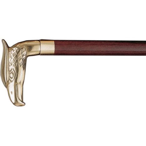 Vintage Cane Walking Stick Handle Eagle Head Cast Brass w/Outside Connector rod 