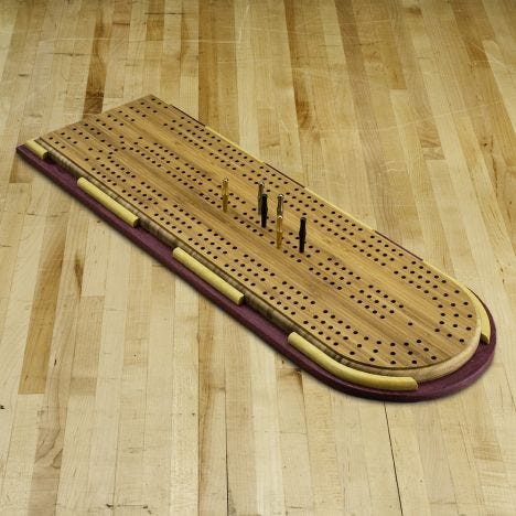 3 TRACKS INCLUDING PEGS QUALITY LARGE THICK WOODEN CRIBBAGE BOARD 