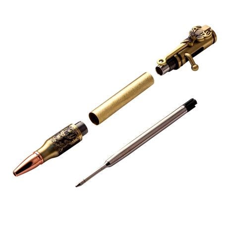 rifle bolt action pen kit antique brass pen making lathe wood turning 