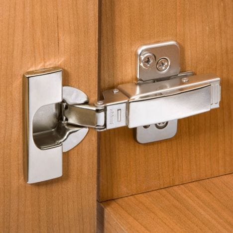 Blum 95 Thick Door Clip Top Frameless Overlay Hinges Snap Closing Hinges Rockler Woodworking And Hardware