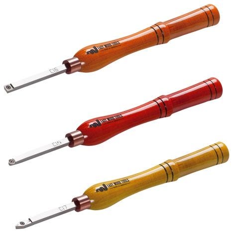4200 and 7500 Easy Wood Tools 3 Piece Combination Set of Full Size Replaceable Carbide Insert Lathe Turning Tools with Rougher Finisher and Detailer with Maple Hardwood Handles Models 1200 