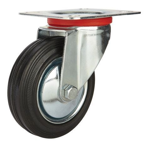 Multifunction Swivel Caster Rubber Wheels Top Plate Bearing Dual Roller Platform 