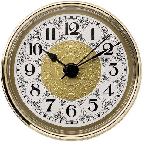 New 2 3/4" Round Gold Metal Clock Face 2 in set Black arabic numbers 