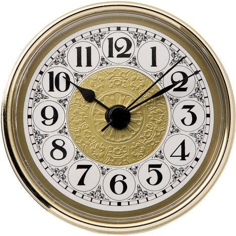 Black arabic numbers New 2 3/4" Round Gold Metal Clock Face 2 in set 