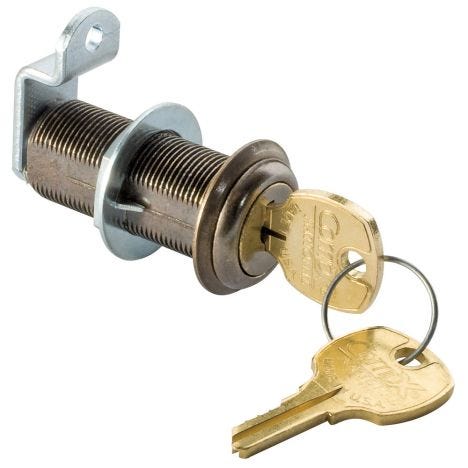 NCL Stock Locks C8053 Cam Lock With 1-3/16 Long Cylinder Brass Finish 