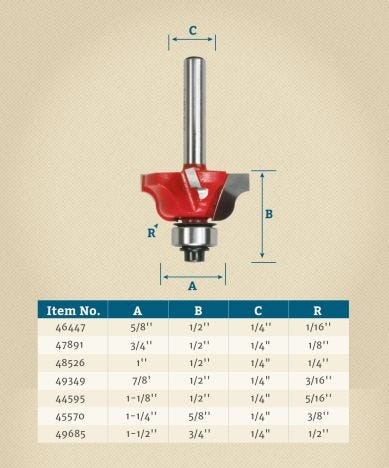 Freud 34-112 5//16 Radius Rounding Over Router Bit with 1//4 Shank