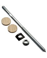 Includes a 103/4' x 1/2' bolt, curved washer, flanged nut, and two hardwood plugs (Oak and Maple)