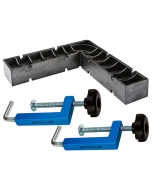 Silhouette shot of the Rockler Universal Fence Clamps with Clamp-It® Square

