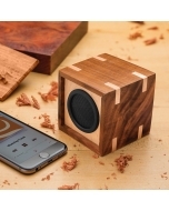 A completed Rockler Wireless Speaker Kit with Playback/Volume Controls
