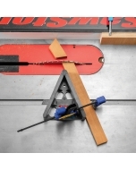 Rockler 22.5 Miter Sled holding wood on table saw