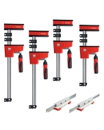 The K Body REVOlution Parallel Clamps in various sizes laid out against white background
