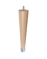 9'' Tapered Turned Leg, Hard Maple, 1''H Brushed Aluminum Foot