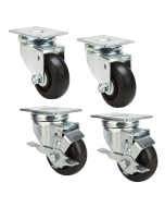 3'' Non-Marking Caster Set, 250-lbs./Caster, (2 Swivel, 2 Swivel w/Brake)