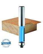Rockler Piloted Flush Trim Router Bit - 1/2" Shank shown with cut out of wood 
