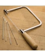 Hardwood handled coping saw and coping saw blades.