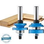 Rockler Round-Edge Matched Rail and Stile Router Bit Set - 1-5/8" Dia x 1" H x 1/2" Shank