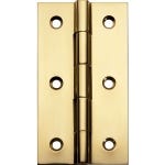 Polished Brass Fixed Pin Narrow Hinge 3" L x 1-5/8" W