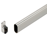 Hafele Oval Wardrobe Rails with Supports-Chrome-Plated