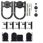 Rolling Barn Door Hardware Kit, Black, Horseshoe