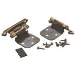 Variable Overlay Self-Closing Face-Mount Cabinet Hinges (7629), Antique Brass