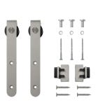 Rounded Stick Mini Rolling Door Hardware for Furniture, No Rail, Satin Nickel