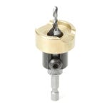 Amana Tool Carbide-Tipped 82° Countersink Drill Bit with Straight Pilot Bit, No-Mar Ball-Bearing Depth Stop and 1/4'' Hex Shank, 3/8'' Main x 9/64'' Pilot