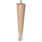 9'' Tapered Turned Leg, Hard Maple, 1''H Brushed Aluminum Foot