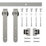 6' Rounded Stick Mini Rolling Door Hardware Kit for Furniture, Satin Nickel