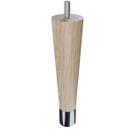 6'' Tapered Turned Leg, White Oak with Semi-Gloss Finish, 1''H Chrome Foot