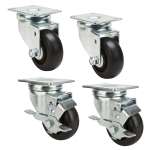 3'' Non-Marking Polyolefin Caster Set, 250-lbs./Caster, (2 Swivel, 2 Swivel w/Brake)