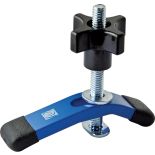 Silhouette shot of the Rockler Mini Deluxe Hold-Down Clamp
