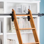 Rockler 8 Foot Classic Rolling Library Ladder Kit Hardware with 12 Feet of Track, Satin Black