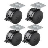 4-Pack of Heavy-Duty Twin Wheel Locking Casters, Plate Mounted, 2-15/16'' Dia.