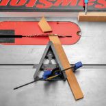 Rockler 22.5 Miter Sled holding wood on table saw