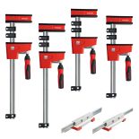 The K Body REVOlution Parallel Clamps in various sizes laid out against white background