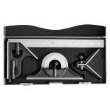 This 4-piece precision 12'' combination square set from iGaging includes a standard head with 45° and 90° shoulders, plus a center head and a protractor head with dual 180° protractor scales