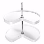Kidney Shaped 2 Shelf Corner Lazy Susans, Rev-a-Shelf 6472 Series-White Finish