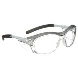 Lightweight, retro-styled safety glasses with a one-piece lens for durability, and side shields for added coverage