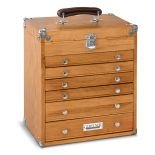 Gerstner T16 6-Drawer Portable Oak Chest with Lid Storage